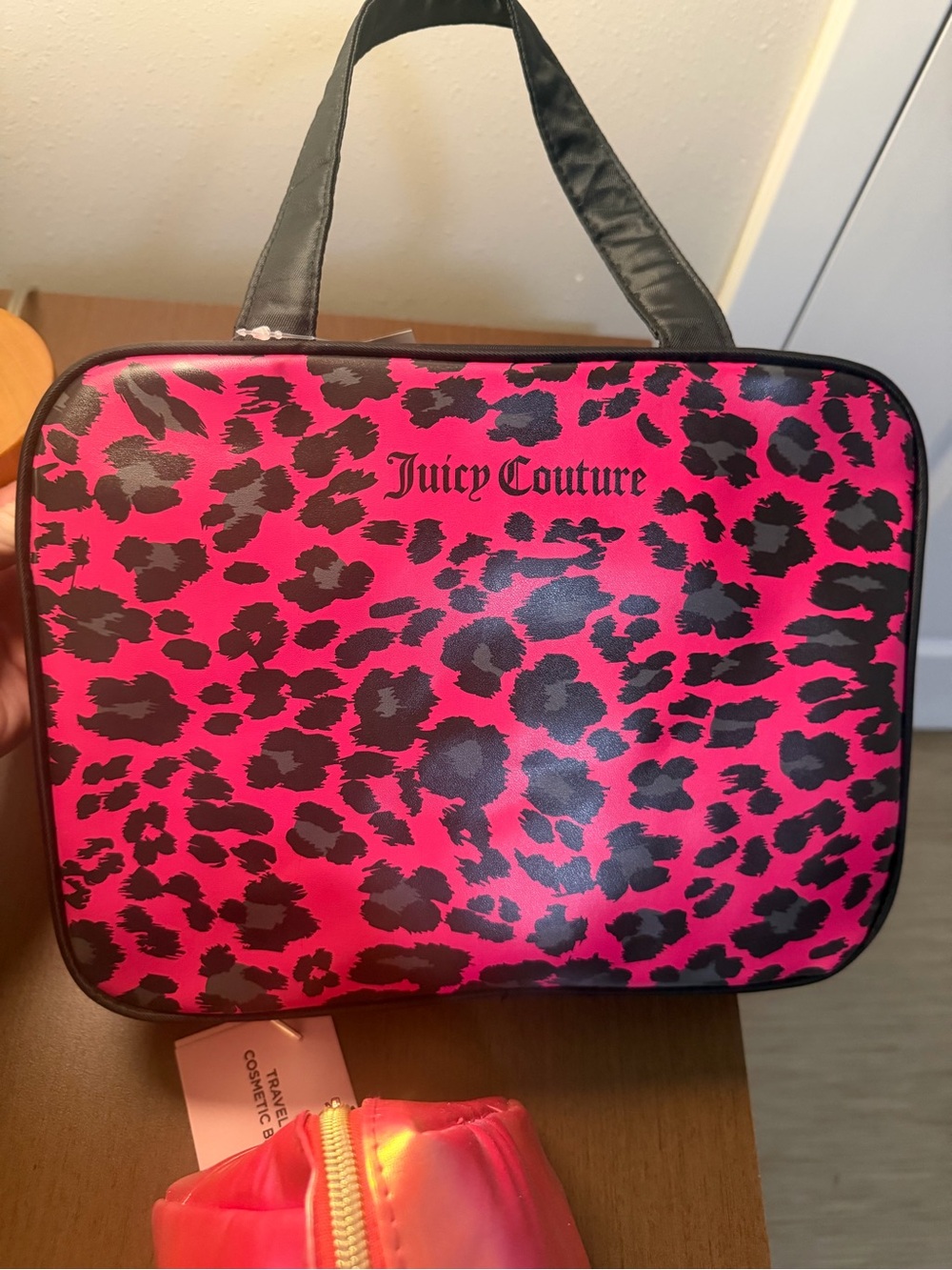 Juicy Couture Hot Pink and Black Leopard Cosmetic Case.